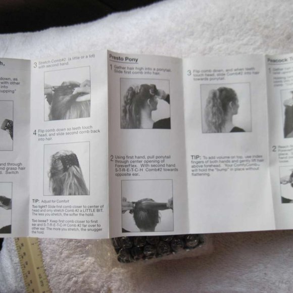 Scunci Comfy Comb Plastic Silicone Updo Stretch Style Hair Clip Black Blue Pink - Picture 3 of 16